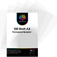OfficeTree 100 Hojas de Papel Translucido A4 - Papel Acetato 100 g-m - Papel Cebolla A4 - Papel Transparente Impresora…